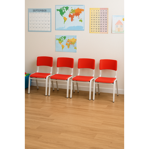 Kit 4 Cadeiras Infantil Iso Vermelha Brinquedoteca Escolas Ecomhome
