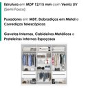 Ver imagem 4 de Guarda Roupa Casal 6 Portas com Espelho Eviden 230 cm Zanz Branco Absoluto