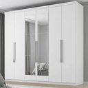 Ver imagem 2 de Guarda Roupa Casal 6 Portas com Espelho Eviden 230 cm Zanz Branco Absoluto