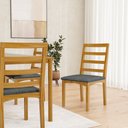 Ver imagem 6 de Kit com 4 Cadeiras Cecília Madeira Maciça Assentos Estofados para Mesa de Jantar Linho Chumbo 406