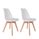 Ver imagem 1 de Kit 2 Cadeiras Saarinen Polipropileno Brancas Sala de Jantar Base Wood