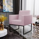 Ver imagem 4 de Kit 4 Poltronas Decorativas para Sala Recepção Base Fixa de Metal Helô L02 Suede Rosê - Lyam