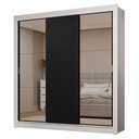 Ver mais imagens de Guarda-roupa Casal 3 Portas de Correr com Espelhos 2 Gavetas Branco/preto Sublime Madesa Branco/