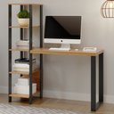 Ver imagem 1 de Mesa para Escritório com Torre 1,225m 5 Prateleiras F29 Pradel Móveis-freijó/preto Fosco