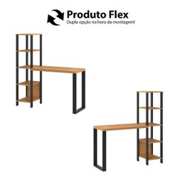 Mesa para Escritório com Torre 1,225m 5 Prateleiras F29 Pradel Móveis-freijó/preto Fosco - 4