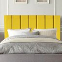 Ver imagem 1 de Cabeceira Estofada Carla 140CM Solteiro Suede Amarelo - D A DECOR