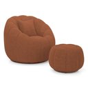 Ver imagem 2 de Poltrona Decorativa Concha Giratória com Puff Estilo Abóbora Shell Bouclê Terracota - Desk Design