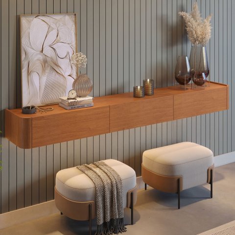 Nicho Suspenso Union 3 Gavetas sem LED 180 cm Naturalle - Mavaular