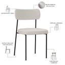 Ver imagem 3 de Cadeira Decorativa Estofada para Sala de Jantar Melina L02 Bouclê Cru - Lyam Decor