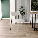 Ver imagem 2 de Cadeira Decorativa Estofada para Sala de Jantar Melina L02 Bouclê Cru - Lyam Decor
