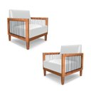 Ver imagem 2 de Kit 2 Poltronas Sala de Estar Pés Madeira Maciça Corda Náutica Preta 75cm Manila Pu Branco G63 - Gra