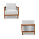 Ver imagem 5 de Kit 2 Poltronas Sala de Estar Pés Madeira Maciça Corda Náutica Preta 75cm Manila Pu Branco G63 - Gra
