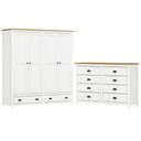 Ver imagem 1 de Guarda Roupa 4 Pt Comoda 8 Gv Madeira Maciça Branco Freijo Milani Store