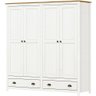Guarda Roupa 4 Pt Comoda 8 Gv Madeira Maciça Branco Freijo Milani Store - 4