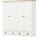 Ver imagem 4 de Guarda Roupa 4 Pt Comoda 8 Gv Madeira Maciça Branco Freijo Milani Store