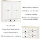 Ver imagem 7 de Guarda Roupa 4 Pt Comoda 8 Gv Madeira Maciça Branco Freijo Milani Store