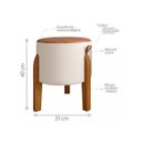 Ver imagem 3 de Puff Luma Redondo com Pés em Madeira Maciça e Assento em Couro - Bege com Marrom