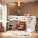 Ver imagem 3 de Cama Infantojuvenil com Estação de Trabalho e Escrivaninha Retrátil - Completa Móveis