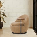 Ver imagem 2 de Poltrona Orgânica Kaira com Mesa Lateral Esquerda Base Fixa Preto Bouclé Camel - Nexta Casa