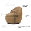Ver imagem 3 de Poltrona Orgânica Kaira com Mesa Lateral Esquerda Base Fixa Preto Bouclé Camel - Nexta Casa