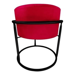 Puff Argola Redondo Vermelho Base Metal Preta