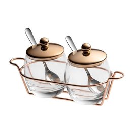 Conjunto para Servir Geleia Dois Potes e Suporte Cobre Forma - 7