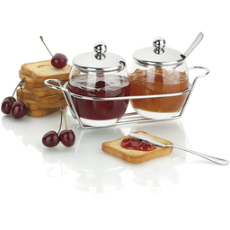 Conjunto para Servir Geleia Dois Potes e Suporte Cobre Forma - 6