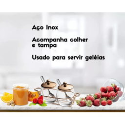 Conjunto para Servir Geleia Dois Potes e Suporte Cobre Forma - 3