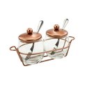 Ver mais imagens de Conjunto para Servir Geleia Dois Potes e Suporte Cobre Forma