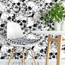 Ver imagem 2 de Papel de Parede Decorativo Temático Caveiras Preto 2,5m