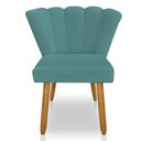 Ver imagem 3 de Cadeira Poltrona Flor Veludo Pés Palito Castanho - Pallazio Azul Turuqesa