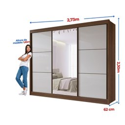 Guarda-roupa Casal com Espelho 100% Mdf Miami - 3