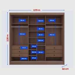 Guarda-roupa Casal com Espelho 100% Mdf Miami - 7