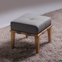 Ver imagem 5 de Puff Decorativo 45cm Martínez Linho Pés Madeira Cinza/Natural - Gran Belo