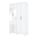 Ver imagem 1 de Guarda Roupa Solteiro City 4 Portas Branco com Espelho - Henn