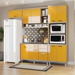 Cozinha Completa com Balcão sem Tampo e Torre Quente 4 Peças 9 Portas Sicília Multimóveis - 1 Cozinha Completa com Balcão sem Tampo e Torre Quente 4 Peças 9 Portas Sicília Multimóveis - 1
