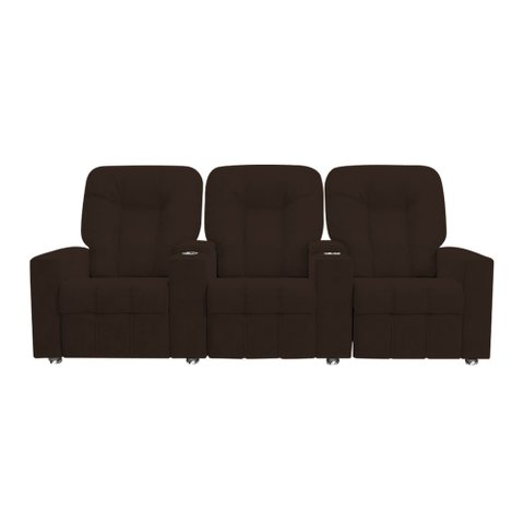 Poltrona Reclinável 3 Lugares para Sala de Cinema Romeo F05 Veludo Marrom - Lyam Decor