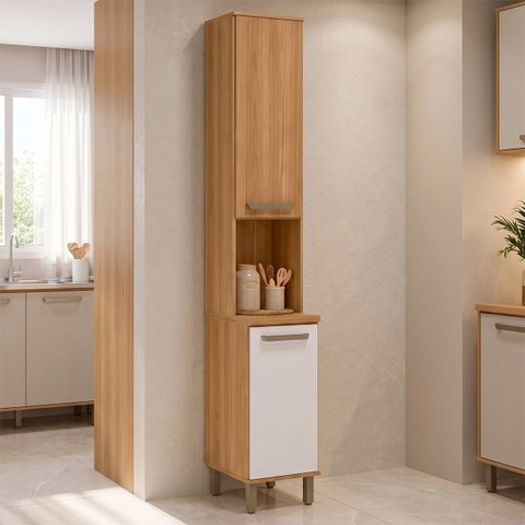 Paneleiro de Cozinha 2 Portas 36cm Rita Freijó/Off Acetinado Z44 - Mpozenato