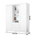 Ver imagem 4 de Guarda Roupa De Solteiro 3 Portas E Espelho Branco Ártico Capelinha Premium Zanzini