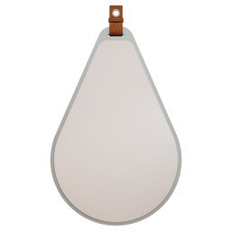 Espelheira Gota 76x50cm em Mdf e Suporte em Couro Pistache - 1