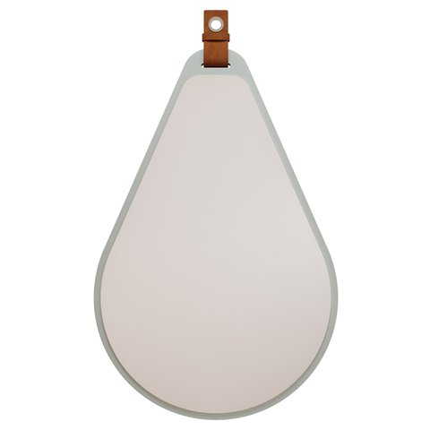 Espelheira Gota 76x50cm em Mdf e Suporte em Couro Pistache