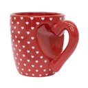 Ver imagem 2 de Caneca Porcelana Vermelha Alça Coração 700ml