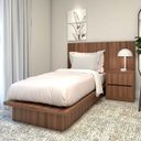 Ver imagem 1 de Cabeceira Solteiro e Mesa Lateral 2 Gavetas Mdf sob Medida Cor:nogueira Cadiz