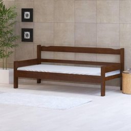 Sofá Cama Solteiro de Madeira Maciça Nemargi Castanho - 1