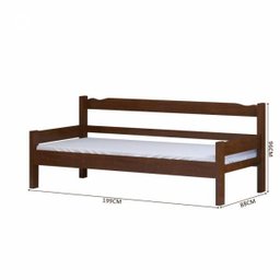 Sofá Cama Solteiro de Madeira Maciça Nemargi Castanho - 3