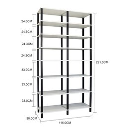 Estante 116x38x221 Branca Montantes Pretos - 2