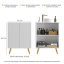 Ver imagem 3 de Gabinete Banheiro 2 Portas Retrô 63cm Multimóveis V5006 Branco/Natural