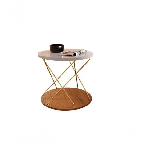 Mesa de Centro Trançada Larflex Off White,ouro