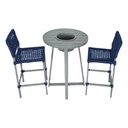 Ver imagem 1 de Conjunto Bistrô Champanheira Cinza Tampo Ripado e 2 Banquetas França Corda Náutica Azul Marinho