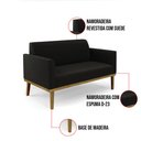 Ver imagem 6 de Sofá Namoradeira com 2 Poltronas Base de Madeira Fixa Castanho Marisa Suede D03 - D'Rossi Preto
